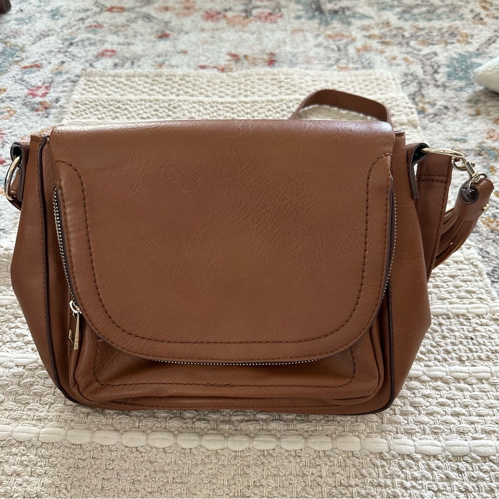 Light Brown Faux Leather Crossbody